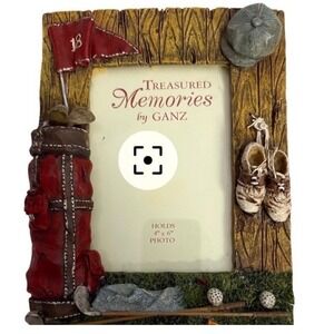 Ganz Golf Treasured Memories 3D Resin Picture Frame 4x6 Red Golf Bag Shoes 18th